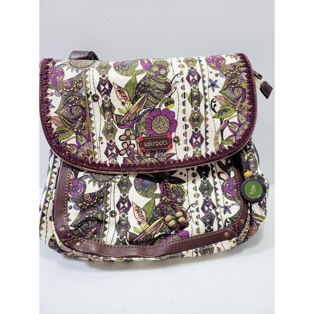 Sakroots Crossbody Purse Bag Owl Floral Spirit Desert Boho Hippie Vegan 12 X 12